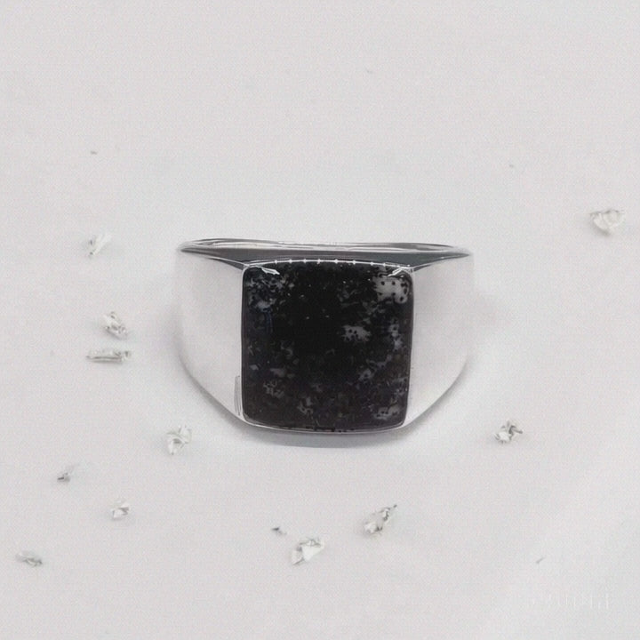 Inlaid Sterling Silver Signet Ring