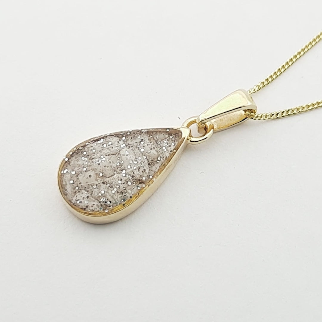 Gold Small Resin Teardrop Inlaid Memorial Pendant