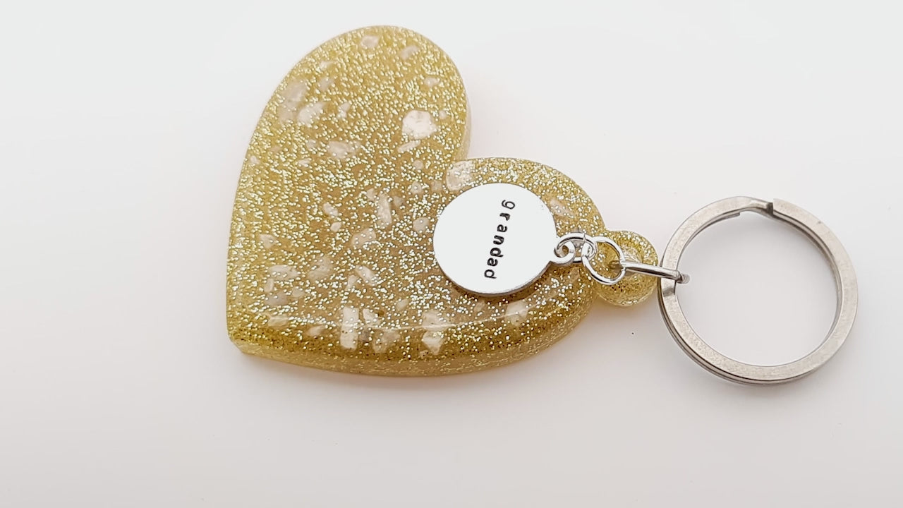 heart ashes resin keyring with tag