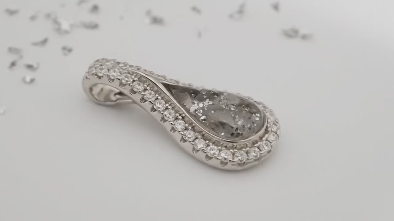 Medium teardrop ashes or hair crystal pendant