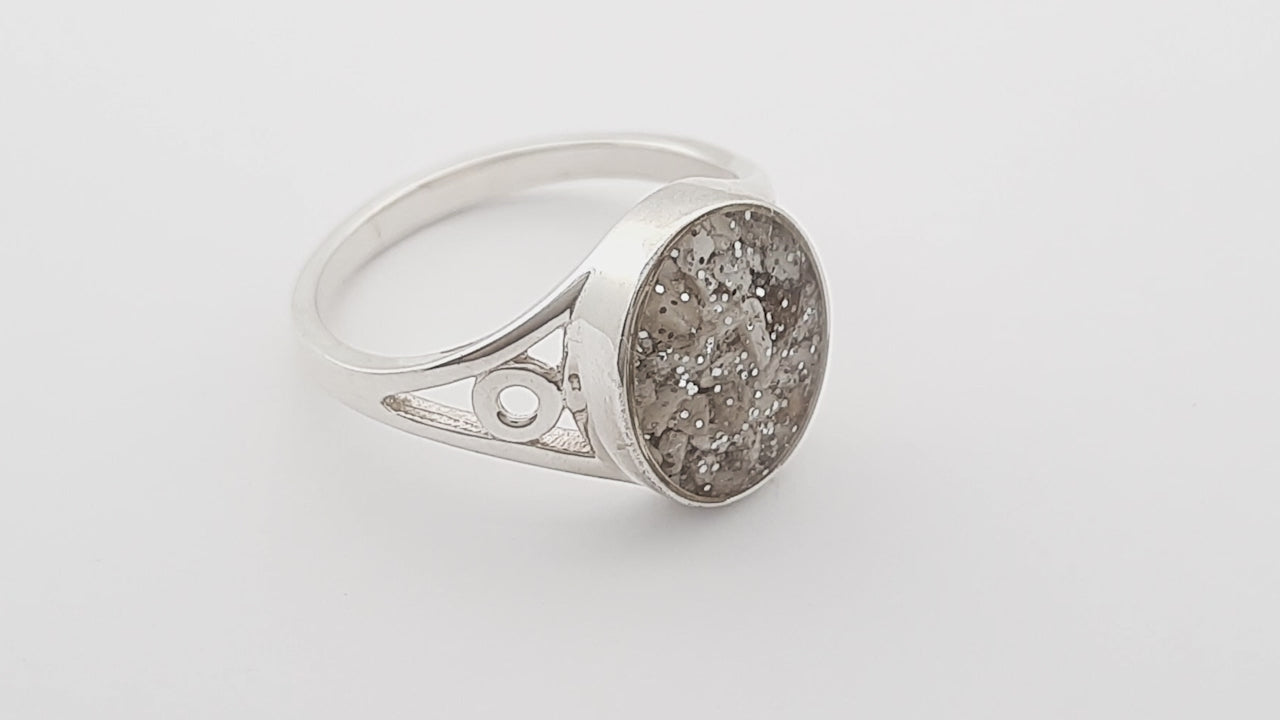 Ashes or Hair Resin Inlaid Oval Ring