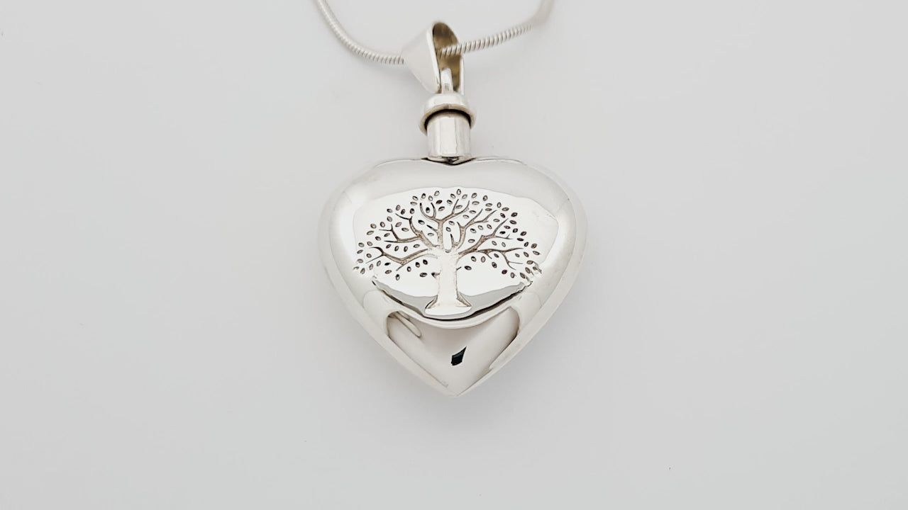 Ashes or Hair Tree Of Life Heart Shaped Urn Necklace