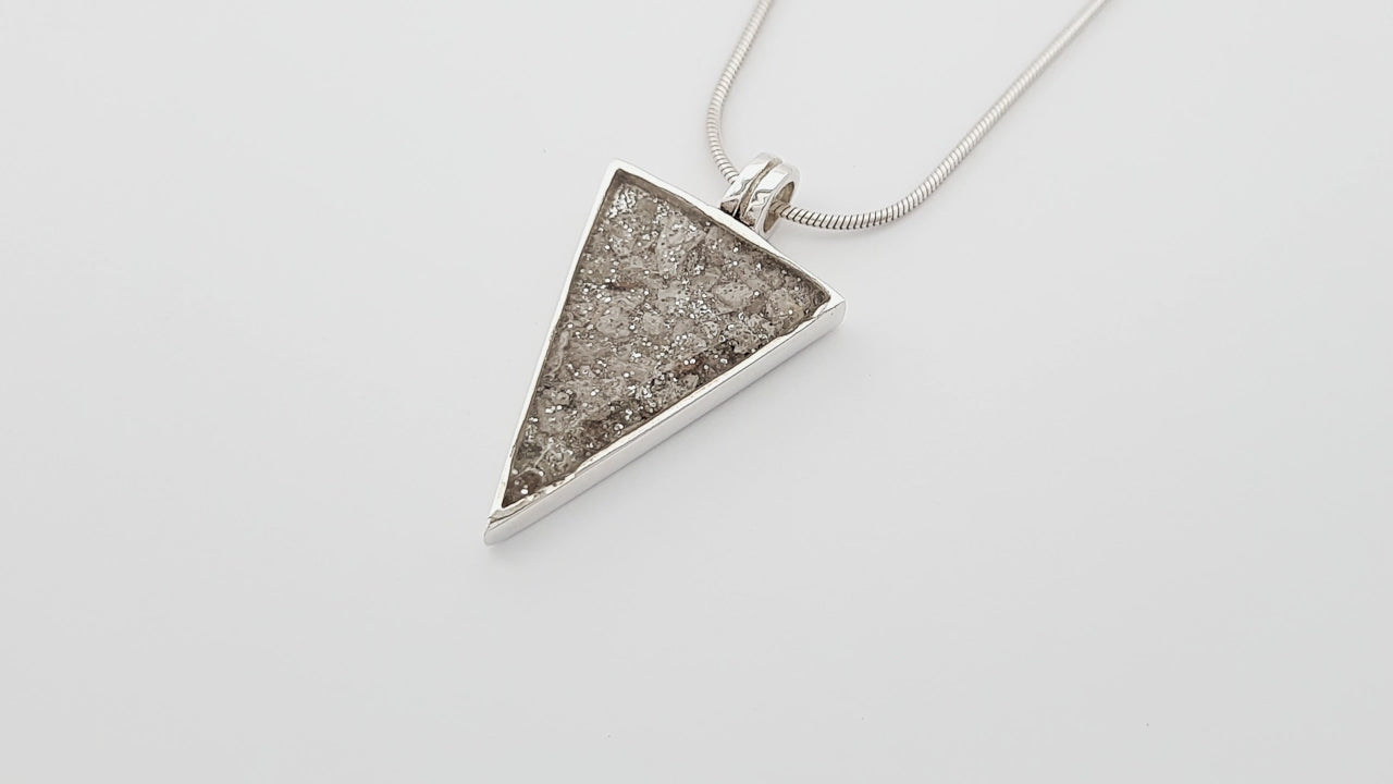 Sterling Silver Resin Triangular Shaped Inlaid Memorial Pendant