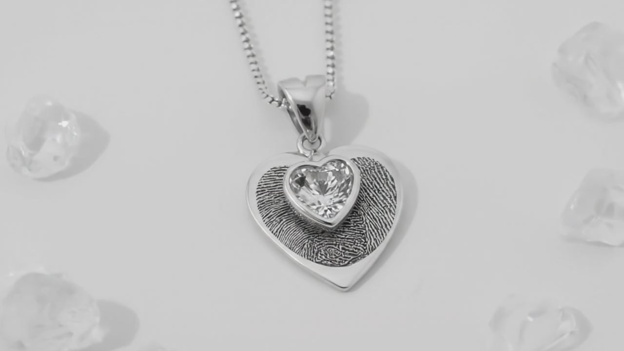 Fingerprint Birthstone Heart Pendant