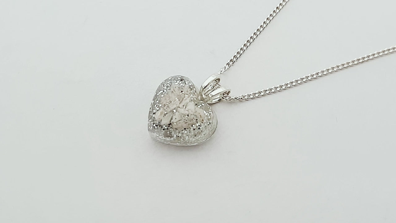Small Heart Resin And Sterling Silver Memorial Pendant