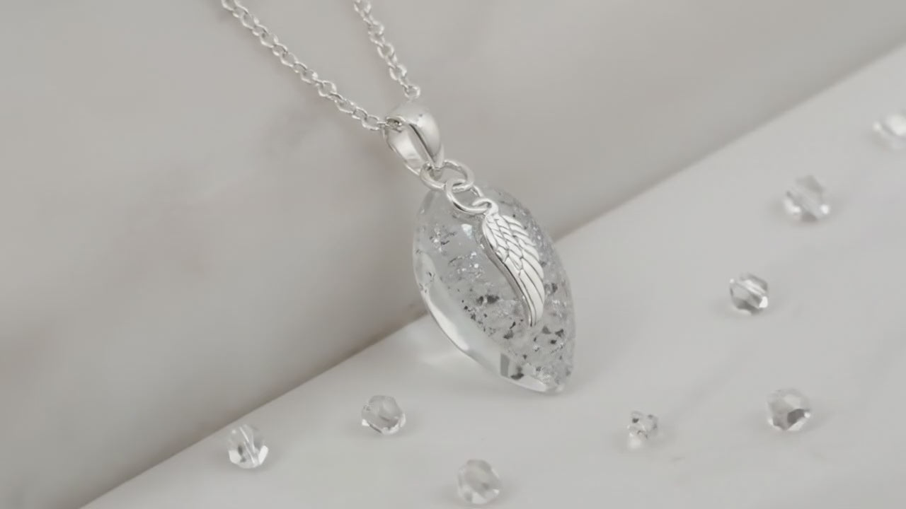 Angel Wing Resin Memorial Teardrop Pendant