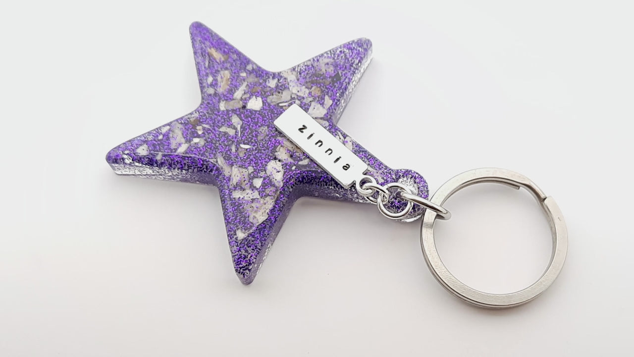 Hair or Ashes Star Glitter Resin Keyring