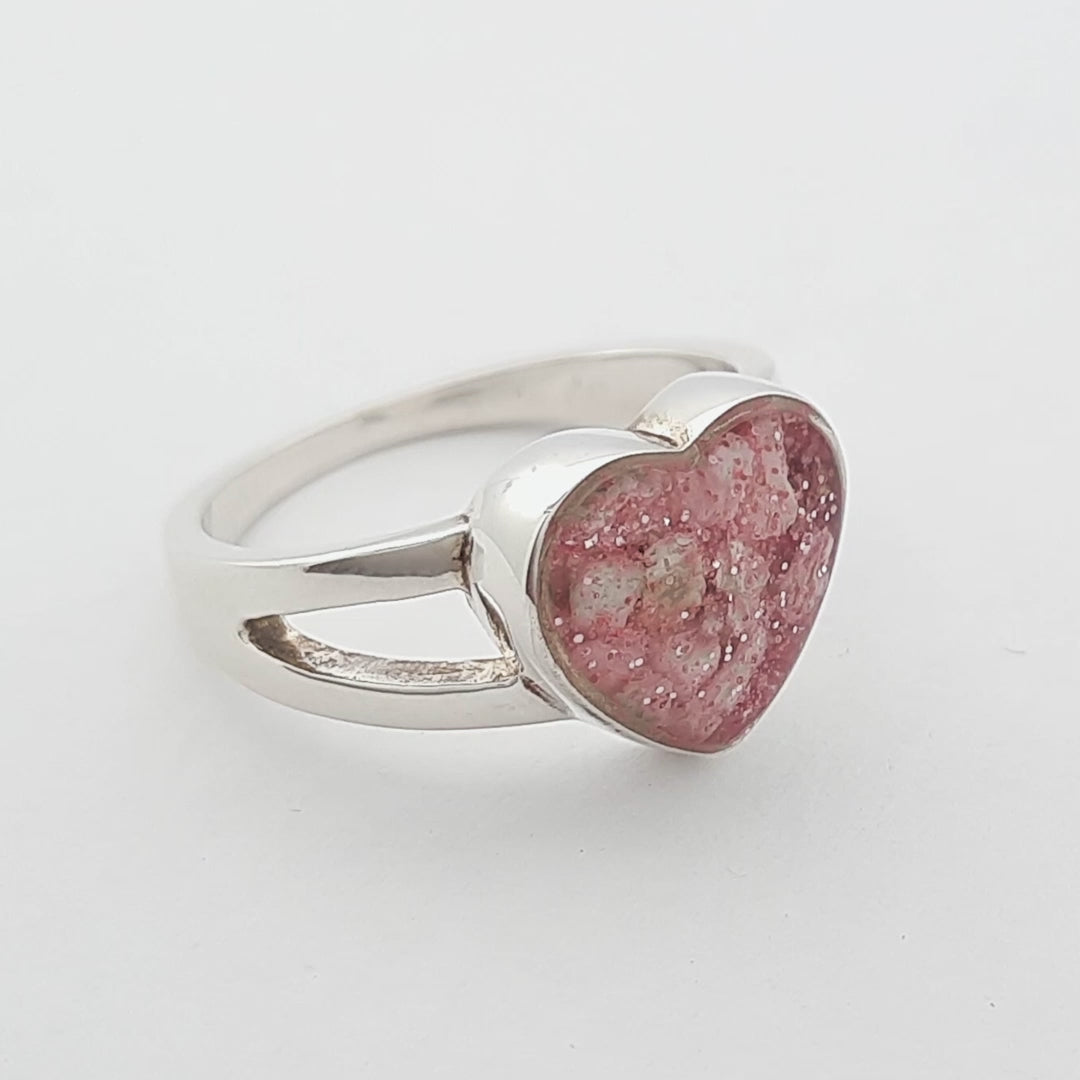 Ashes or Hair Resin Inlaid Heart Ring