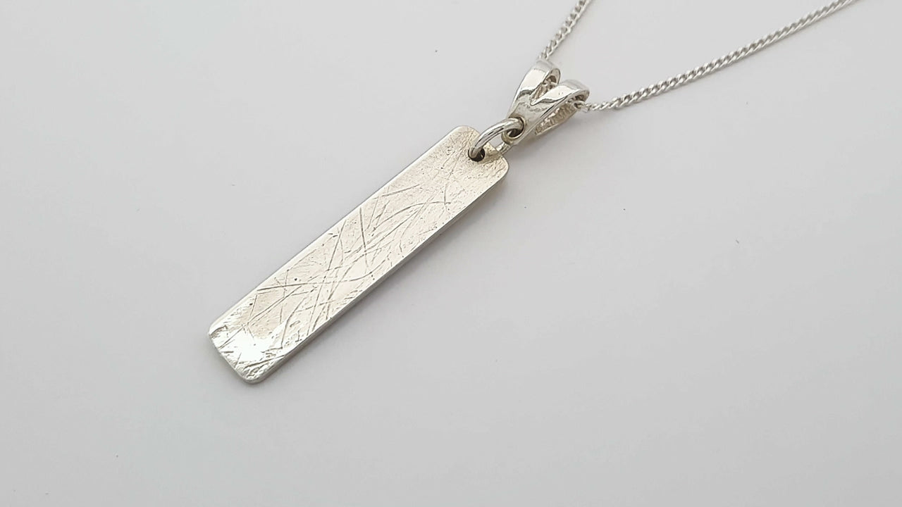 Ashes or Hair Imprinted Oblong Bar Pendant