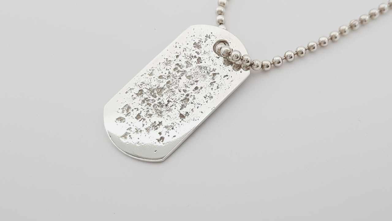 Sterling Silver Single Dog Tag Necklace And Chain