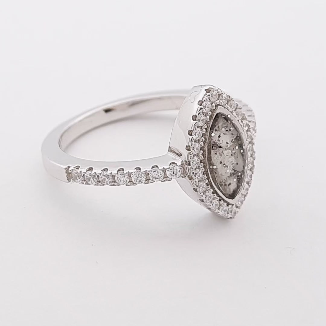 Marquise ashes or hair inlaid Crystal halo ring