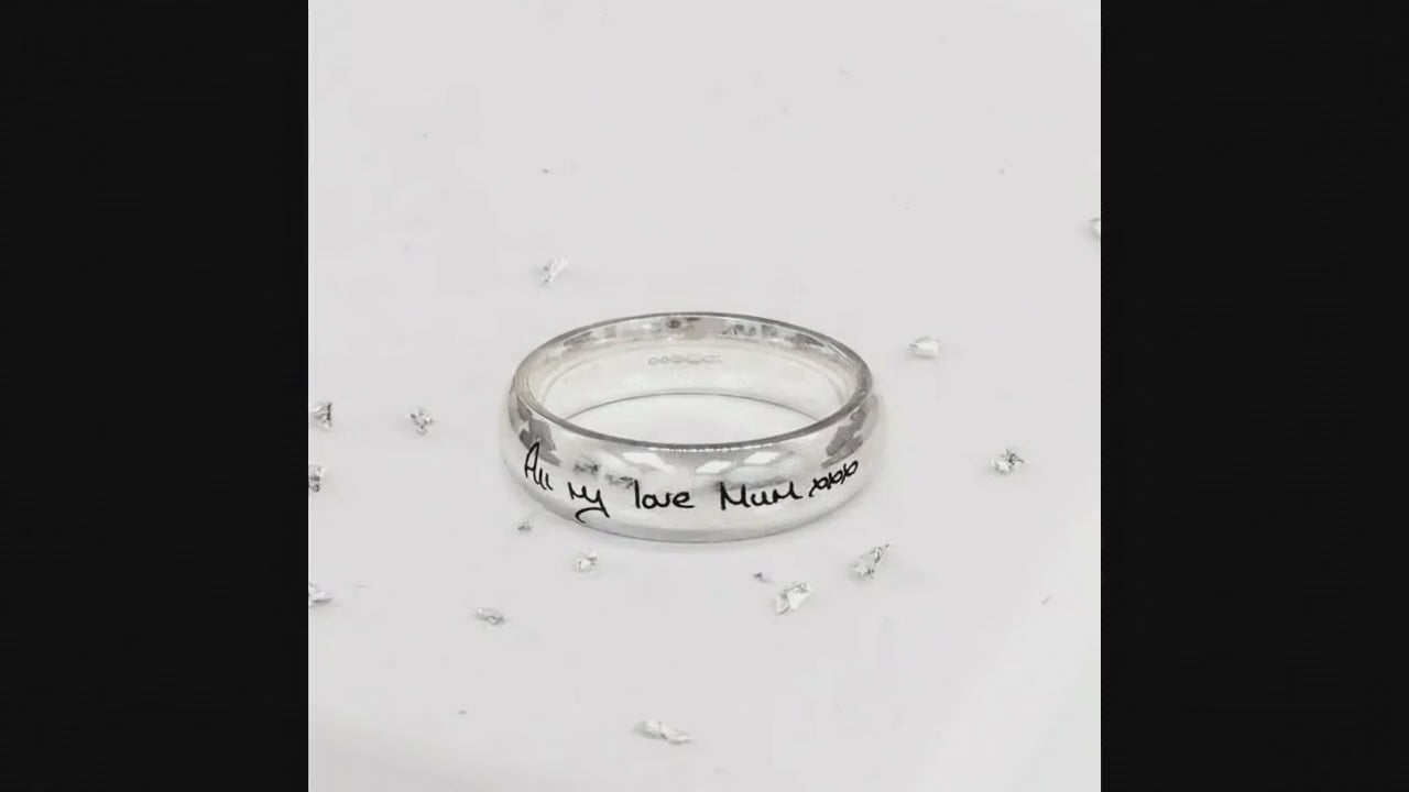 Sterling Silver Hidden Ashes Handwriting Ring