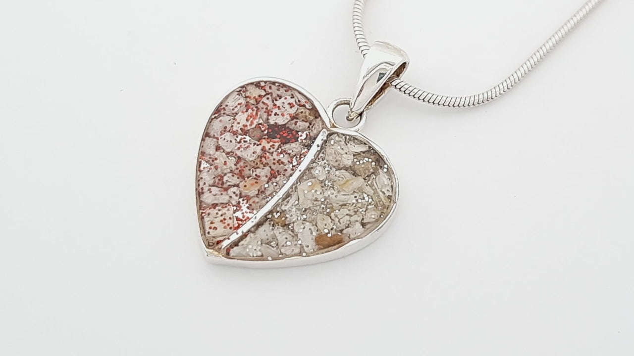 Ashes or Hair Split Heart Resin Pendant