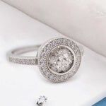 Round ashes or hair inlaid crystal halo ring