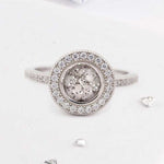 Round ashes or hair inlaid crystal halo ring