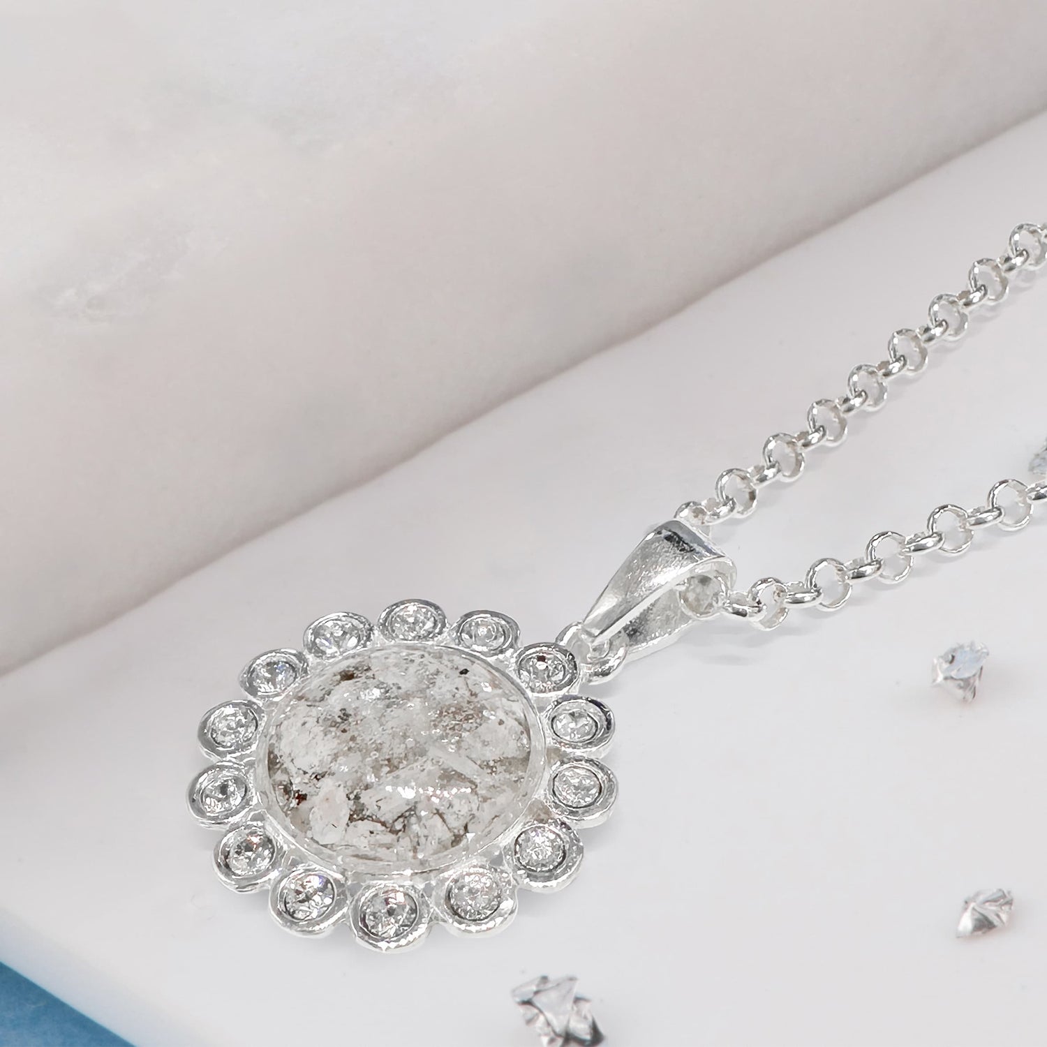 Round Crystal Halo Inlaid Pendant