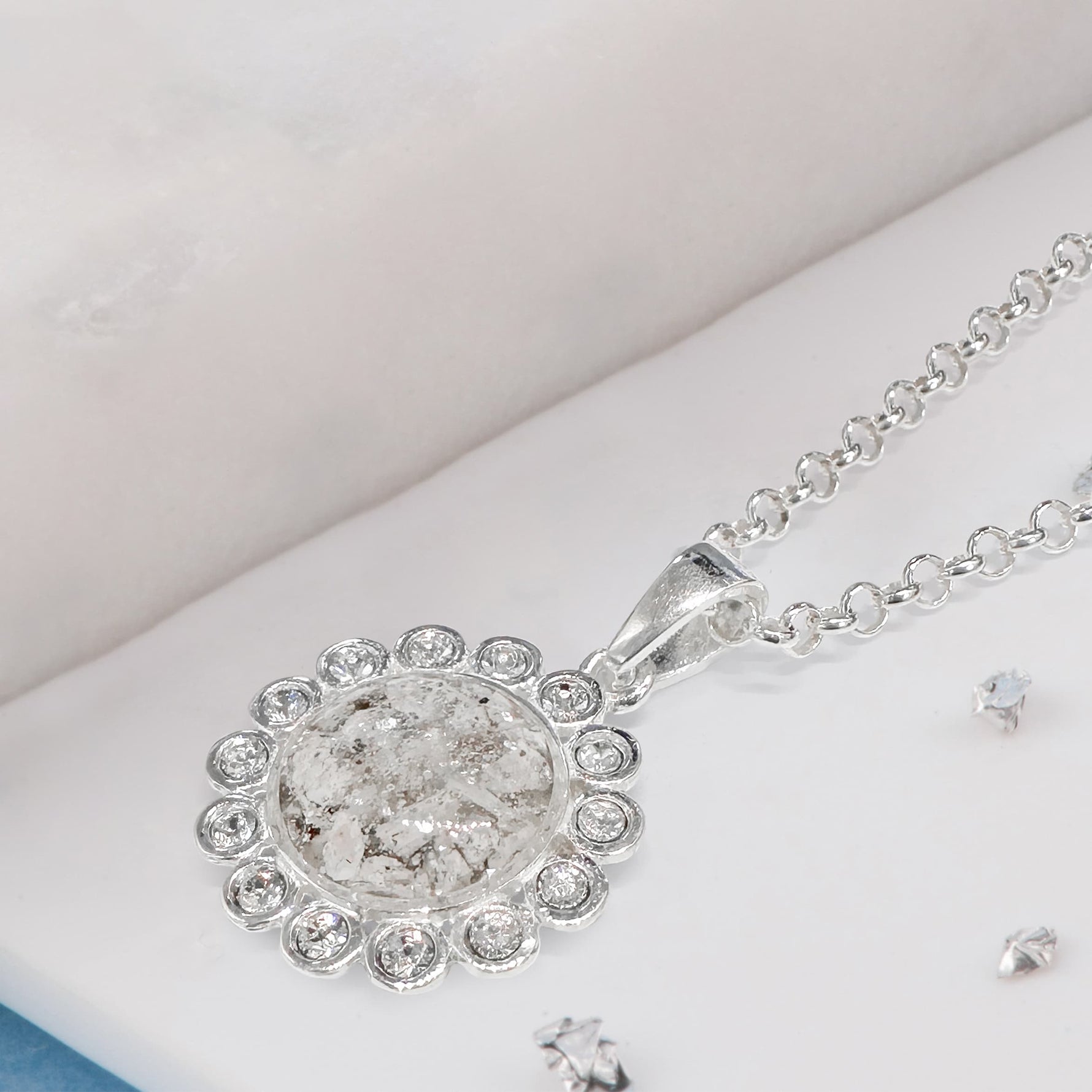 Round Crystal Halo Inlaid Pendant