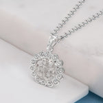 Round Crystal Halo Inlaid Pendant