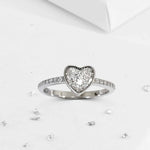 Small heart crystal ashes or hair inlaid ring