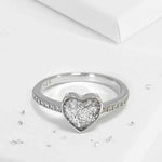 Small heart crystal ashes or hair inlaid ring