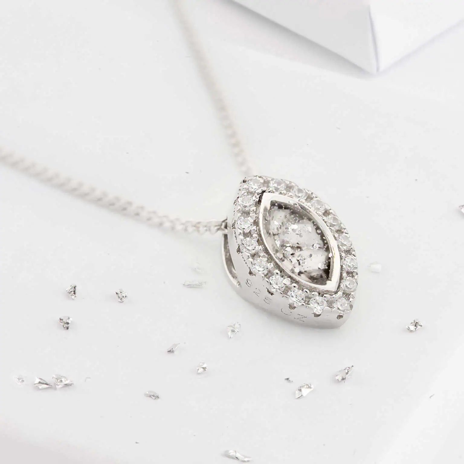 Small Marquise shaped hair or ashes crystal pendant