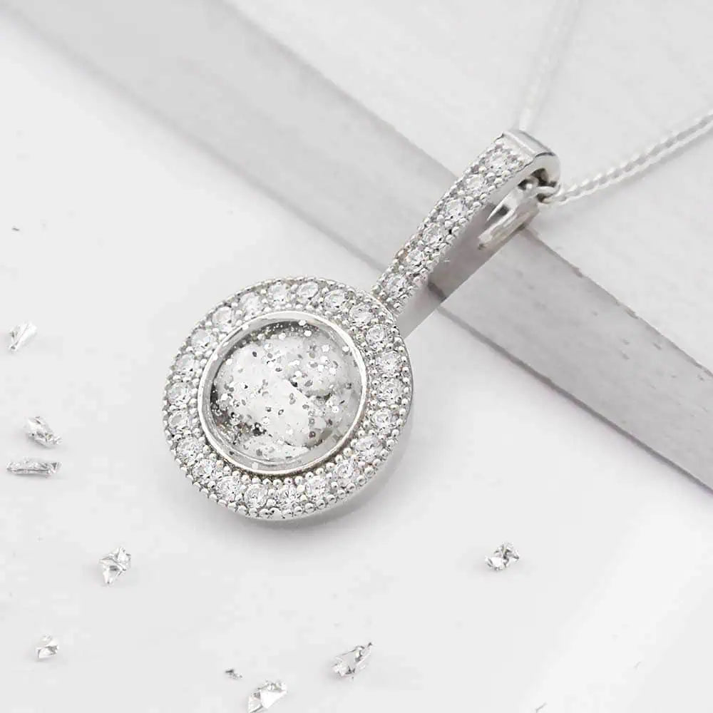 Small Round ashes or hair crystal pendant