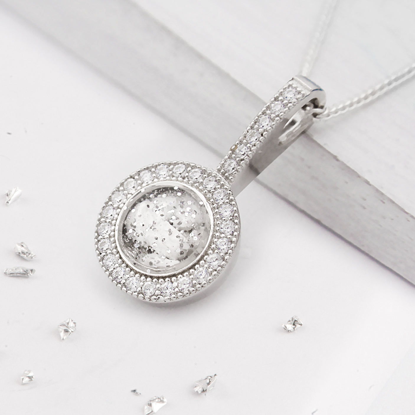 Small Round ashes or hair crystal pendant