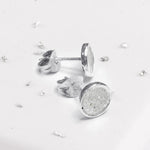 Small Sterling Silver Round Resin Inlaid Bezel Set Earrings
