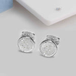 Small Sterling Silver Round Resin Inlaid Bezel Set Earrings