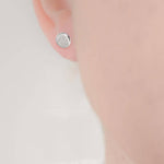 Small Sterling Silver Round Resin Inlaid Bezel Set Earrings