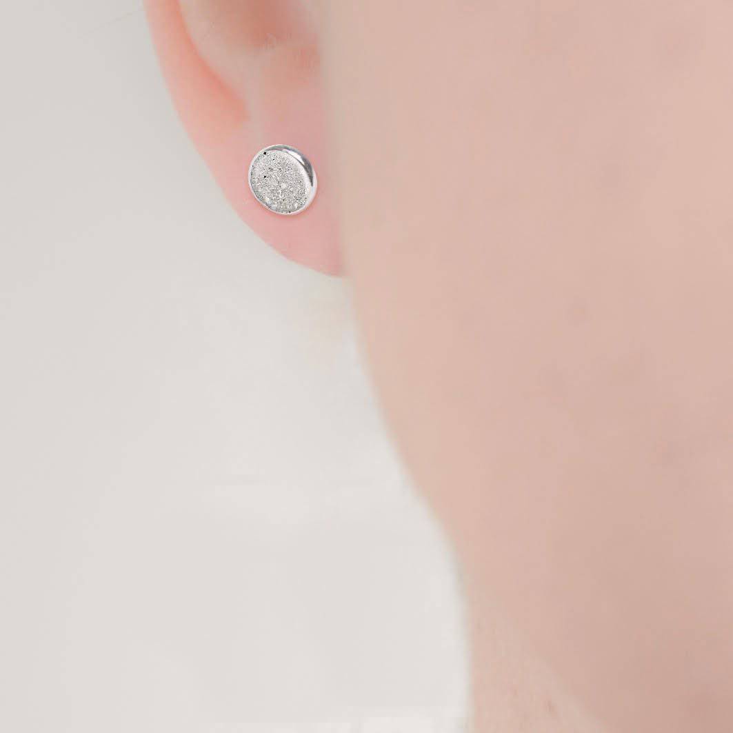 Small Sterling Silver Round Resin Inlaid Bezel Set Earrings