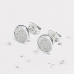 Small Sterling Silver Round Resin Inlaid Bezel Set Earrings