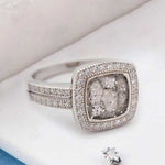 Square ashes or hair inlaid crystal halo ring