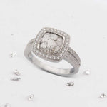 Square ashes or hair inlaid crystal halo ring