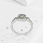 Square crystal cluster ashes or hair inlaid ring