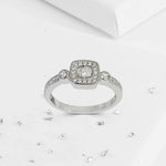 Square crystal cluster ashes or hair inlaid ring