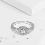 Square crystal cluster ashes or hair inlaid ring
