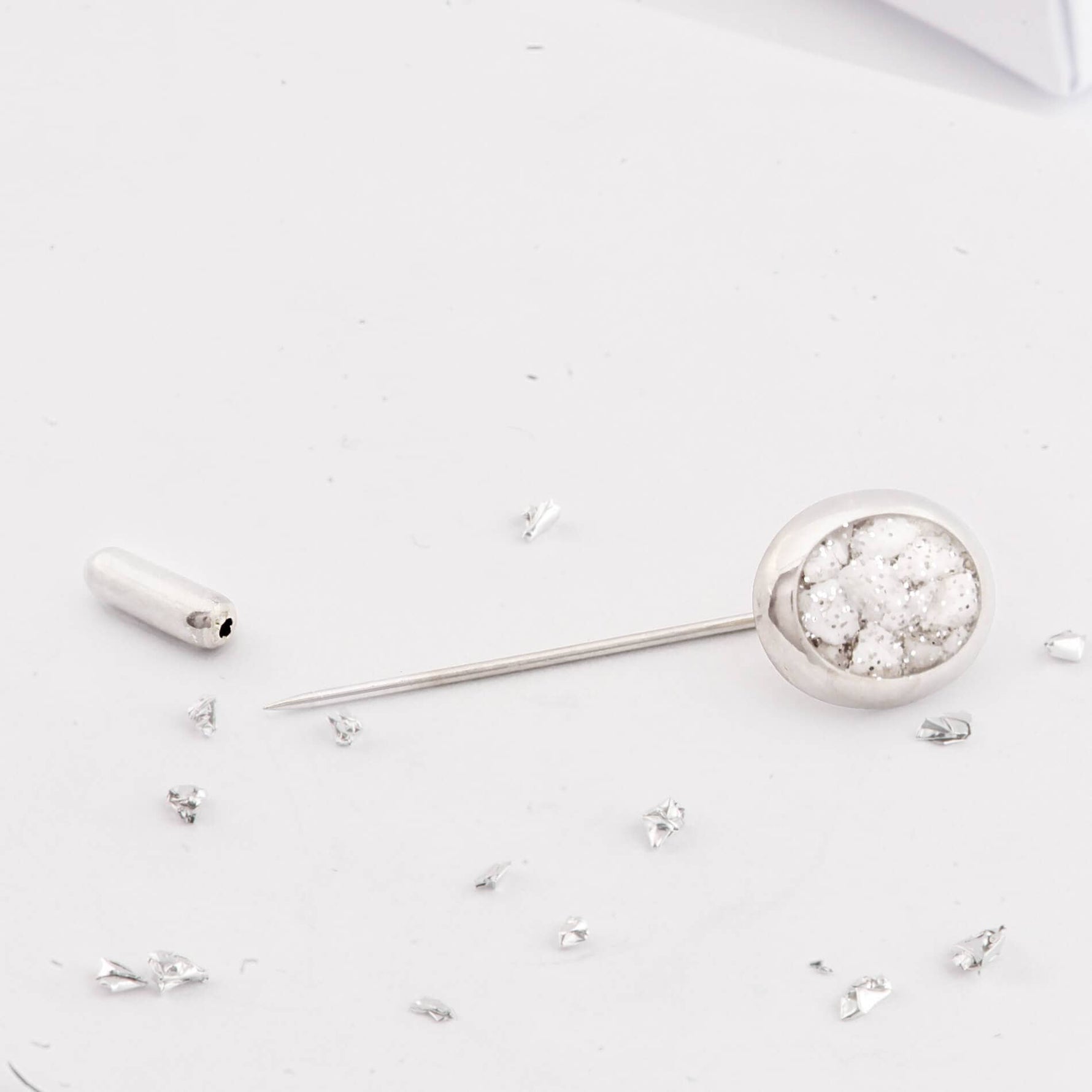 Sterling Silver Ashes Or Hair Inlaid Tie Pin