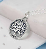 Sterling silver ashes or hair self fill crystal tree of life urn pendant