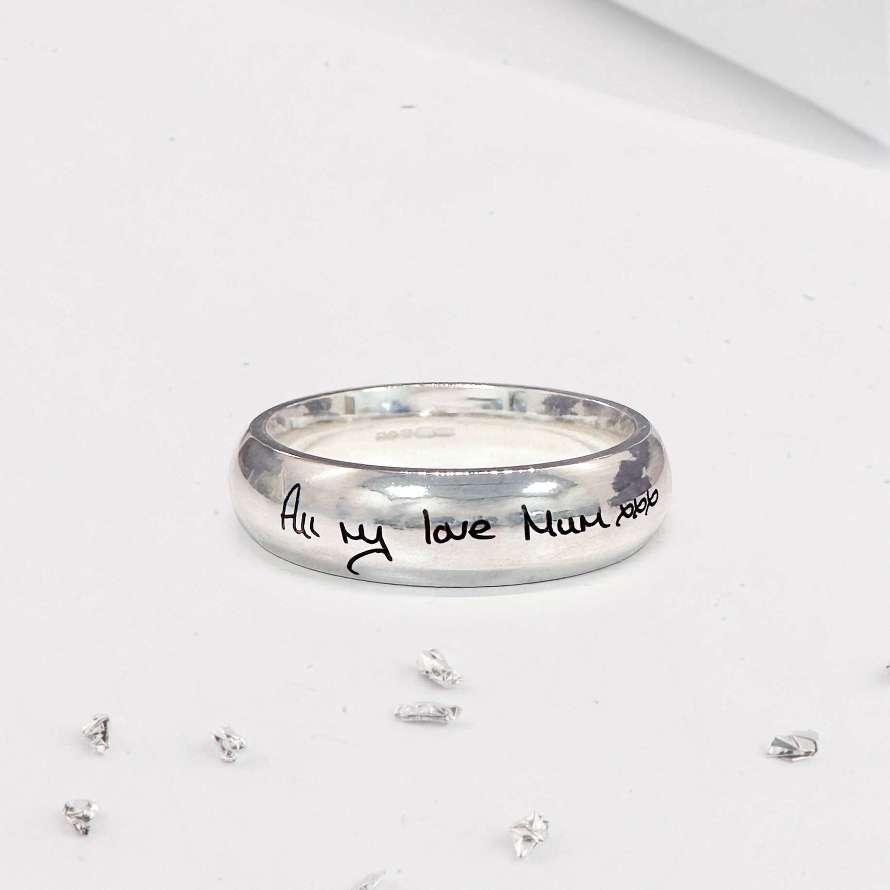 Sterling Silver Hidden Ashes Handwriting Ring