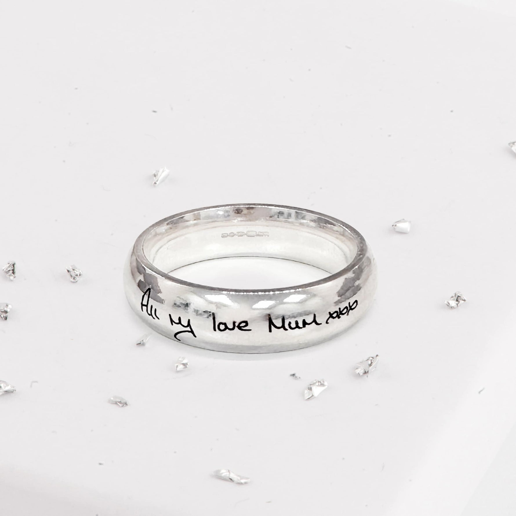 Sterling Silver Hidden Ashes Handwriting Ring