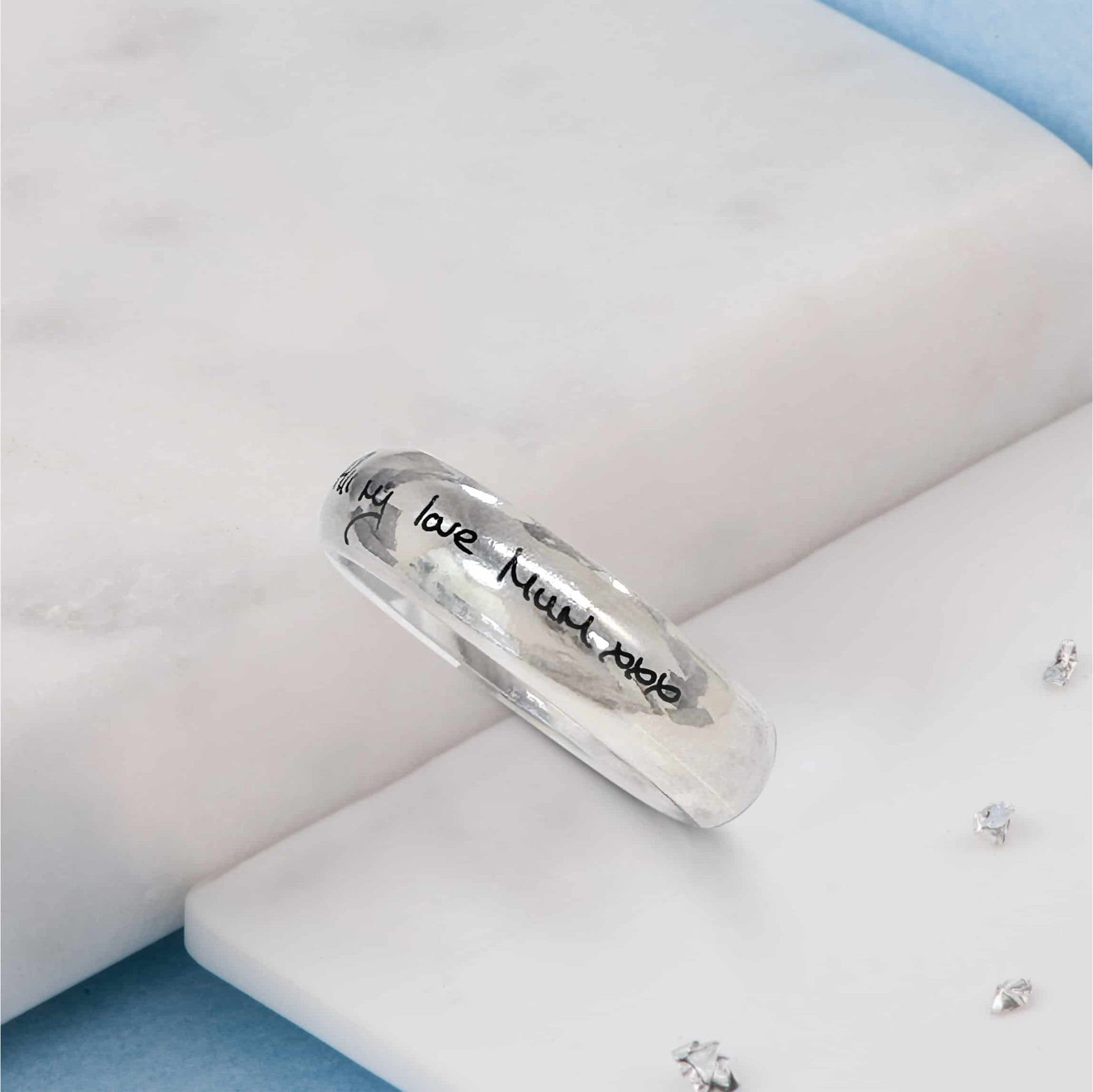 Sterling Silver Hidden Ashes Handwriting Ring