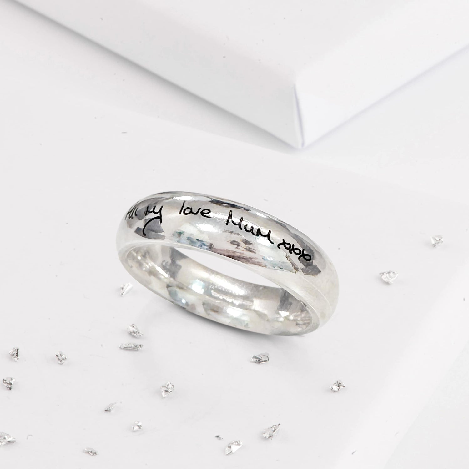Sterling Silver Hidden Ashes Handwriting Ring
