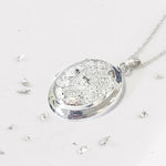 Sterling Silver Resin Oval Inlaid Memorial Locket