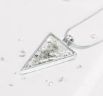 Sterling Silver Resin Triangular Shaped Inlaid Memorial Pendant