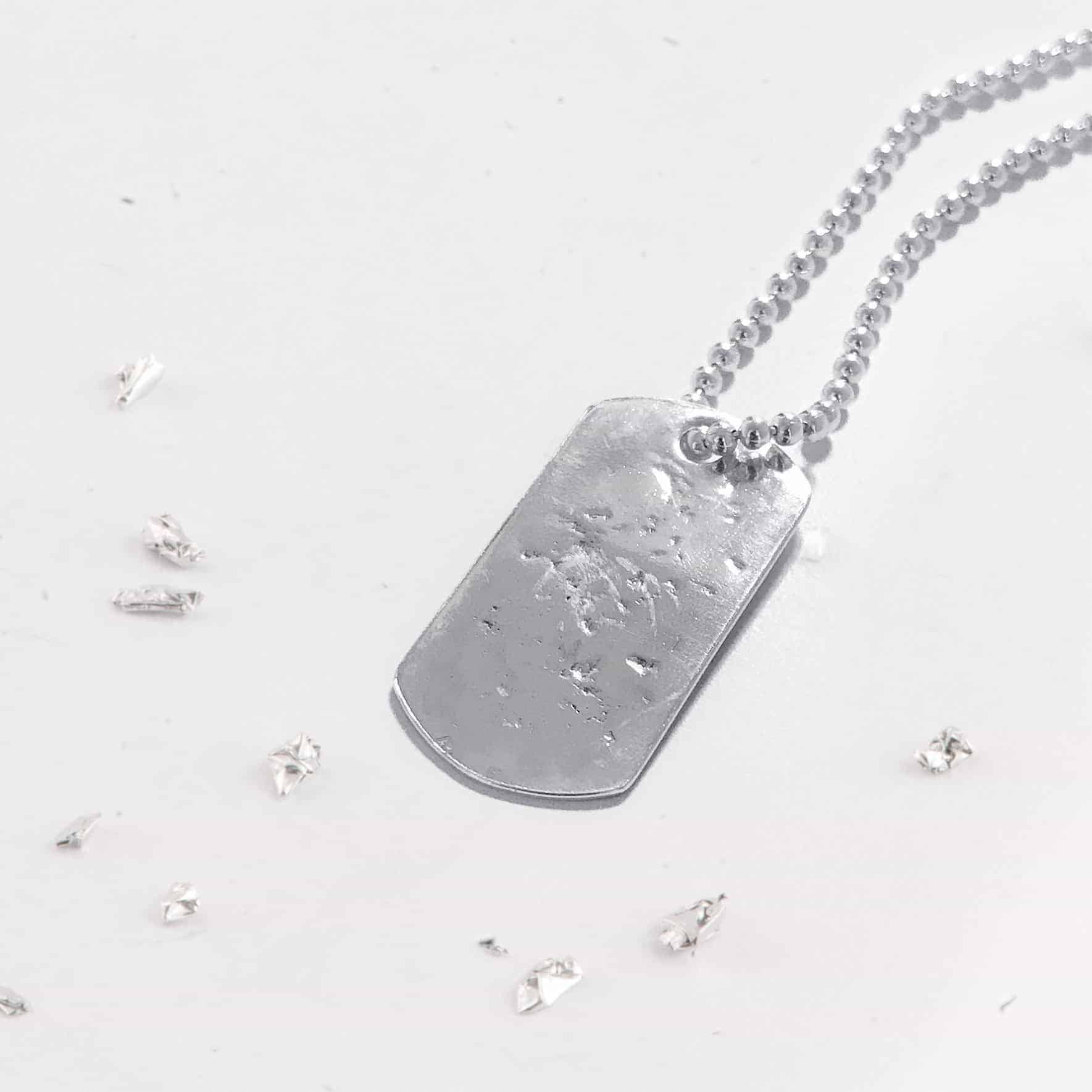 Sterling Silver Single Dog Tag Necklace And Chain