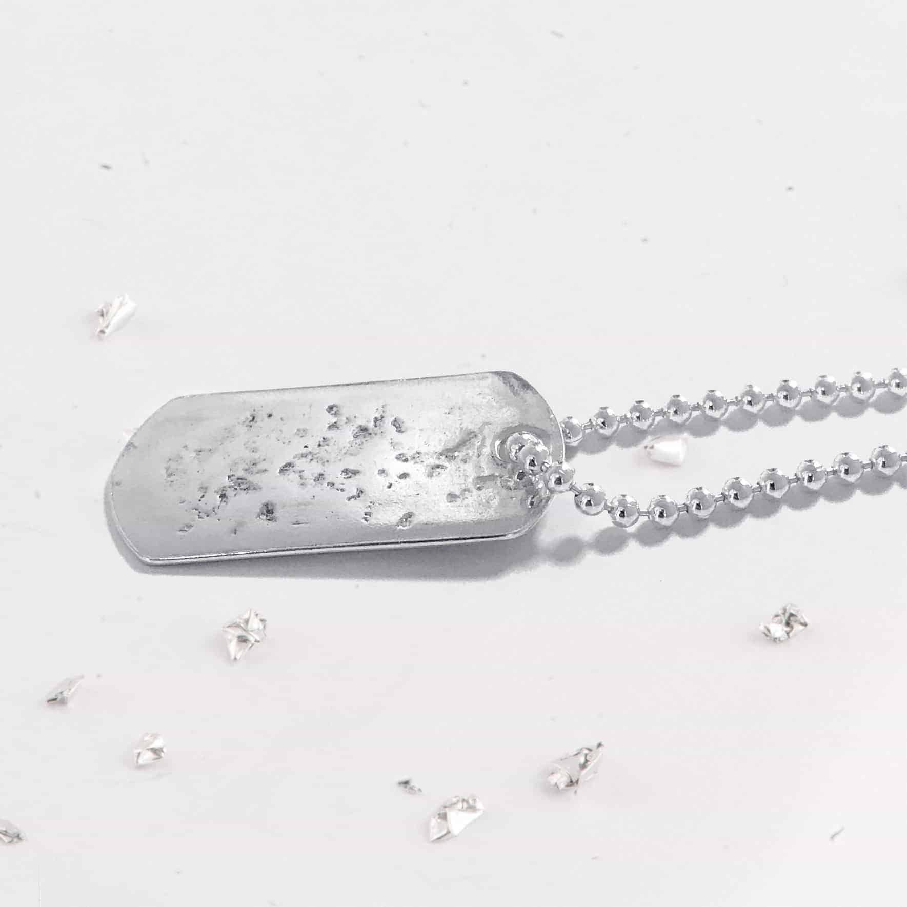 Sterling Silver Single Dog Tag Necklace And Chain