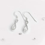 Sterling Silver Small Ashes Inlaid Teardrop Drop Earrings