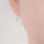 Sterling Silver Small Ashes Inlaid Teardrop Drop Earrings