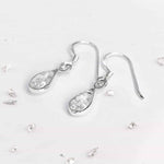 Sterling Silver Small Ashes Inlaid Teardrop Drop Earrings